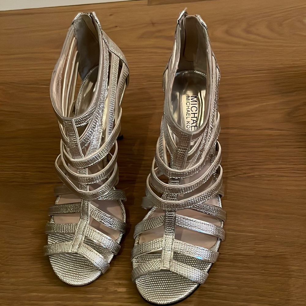 Michael Kors Silver Leather Heels